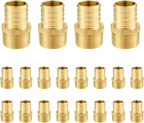 Miniatura 13 de Paquete de 5 accesorios Foskan PEX, adaptador macho NPT de 1 pulgada a 1 pulgada, accesorios de engarce de púas de latón para manguera de agua de RV