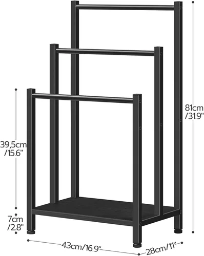 Miniatura 6 de HOOBRO Toallero de pie independiente, estante de manta de 3 niveles, soporte para mantas para baño, 16.9 pulgadas de largo x 11 pulgadas de ancho x