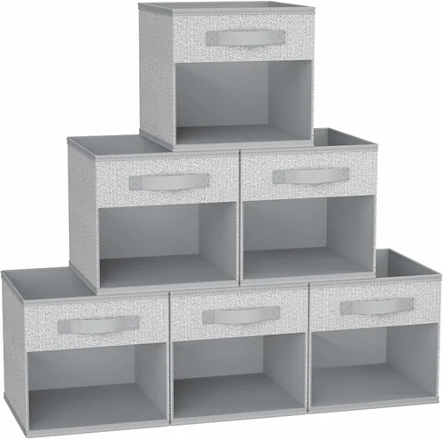 Miniatura 38 de DIMJ Cubo de almacenamiento, 6 paquetes de contenedores plegables con asas, contenedores de tela para organización, cubos organizadores