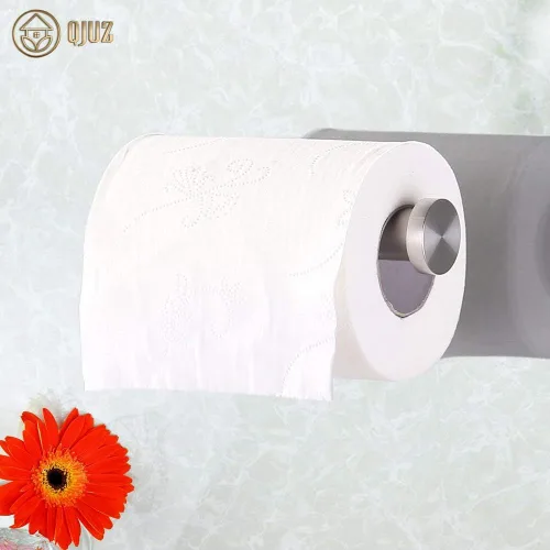 Miniatura 3 de QJUZ Paquete de 2 soportes de papel higiénico autoadhesivo, soporte de papel higiénico para baño, cocina en pared, soporte de pared cepillado