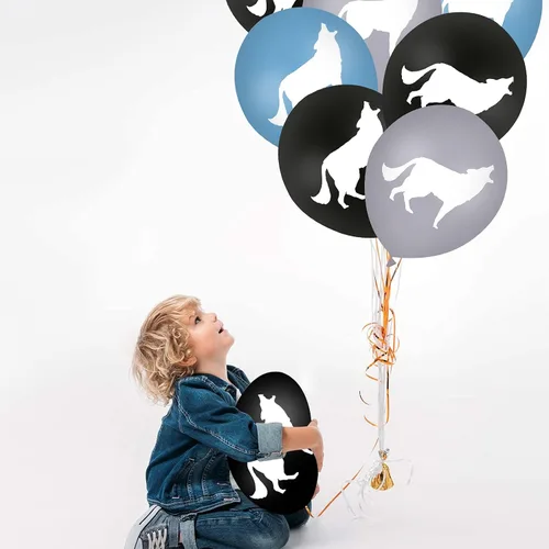 Miniatura 6 de 30 globos de lobo para decoración de fiesta de cumpleaños de lobo, globos de látex de 12 pulgadas para baby shower, cumpleaños, suministros