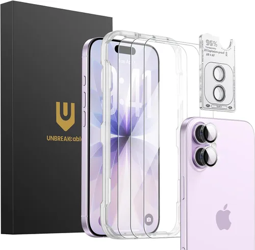 Miniatura 20 de UNBREAKcable Paquete de 3 protectores de pantalla para iPhone 17 Pro con protección de cámara, dureza 9H, claridad HD, antihuellas, compatible