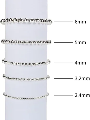 Miniatura 6 de (R) Cuentas metálicas redondas chapadas en plata lisas surtidas tamaño jumbo, paquete de 2100 piezas Plata 2100 piezas tamaño mixto