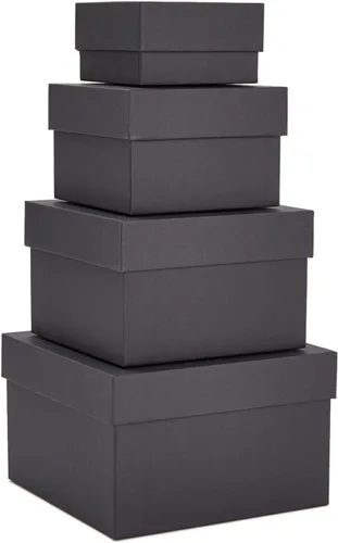 Miniatura 9 de Stockroom Plus Juego de cajas de regalo, surtido de 4 piezas, color rosa, cajas cuadradas rosadas apilables con tapas para bodas, cumpleaños
