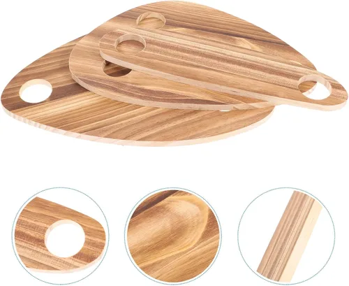 Miniatura 4 de Hemoton Juego de 3 bandejas flotantes de bambú para servir para botellas de vino, para fiestas, bodas, picnics, 11.81 x 7.87 pulgadas, soporte