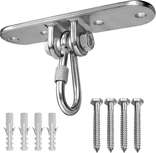 Miniatura 10 de Colgador de columpio de alta resistencia, funcionamiento suave, rodamientos giratorios de 180° y 360°, capacidad de 1500 libras para sillas