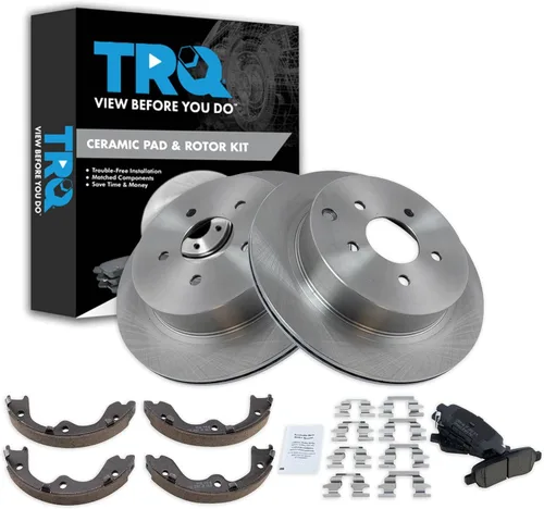 Miniatura 125 de TRQ Kit de pastillas de freno y rotor Posi trasero premium con zapatas de estacionamiento para camión GM SUV