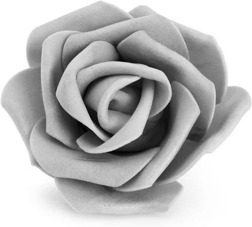 Miniatura 8 de Bright Creations Rosas de espuma de flores artificiales, paquete de 100 cabezas de flores de polietileno gris de 3 pulgadas, rosas grises sin tallo