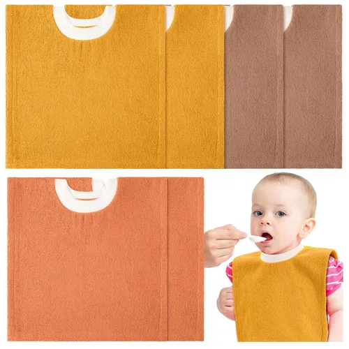 Foaincore Baberos de algodón de rizo de algodón para niños pequeños, absorbentes para alimentar y babear, 6 unidades (color cálido)
