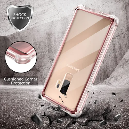 Miniatura 5 de Dexnor Funda compatible con Samsung Galaxy S9 Plus con protector de pantalla, marco galvanizado, cubierta trasera transparente, resistente 360