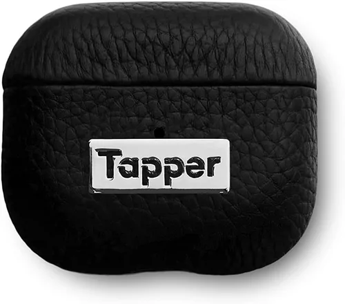 Miniatura 7 de Tapper Funda de cuero negro / chapado en oro de 18 quilates para AirPods (3ª generación)