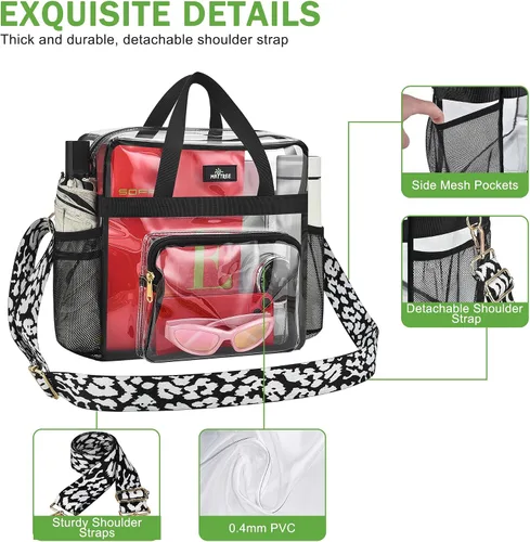 Miniatura 40 de MAY TREE Bolsa transparente para eventos en estadios de 12 x 6 x 12 pulgadas, bolsa de almuerzo transparente con correas reforzadas para trabajo