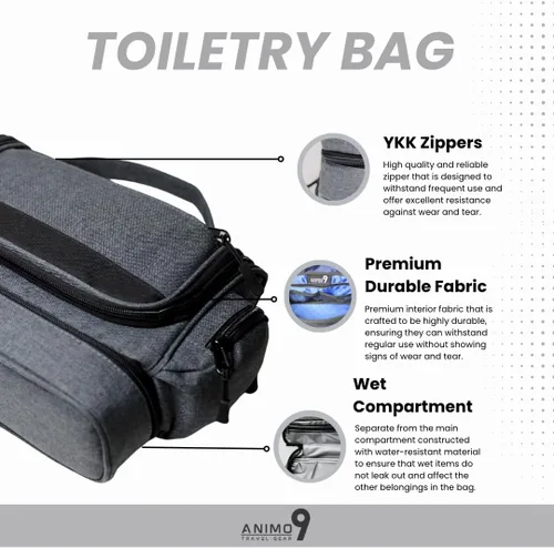 Miniatura 6 de Neceser colgante para hombre – Kit Dopp resistente y elegante para el hombre moderno, Negro- gris, Moderno