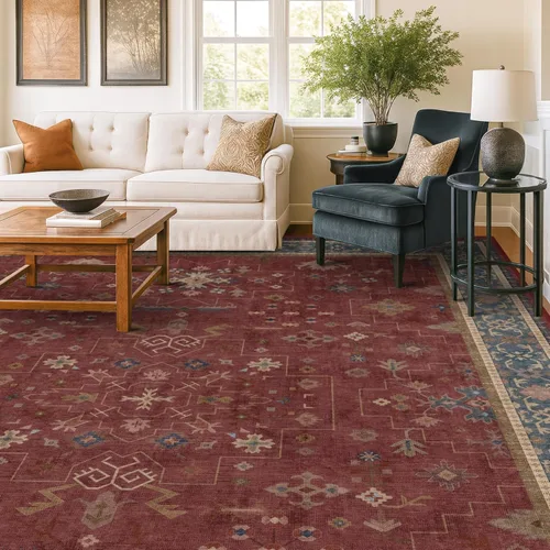 Miniatura 174 de Alfombra Boho Negra para Sala de Estar - Alfombra de Área Lavable de 10x14 Pies, Alfombras de Comedor para Debajo de la Mesa, Alfombra Suave de Pelo