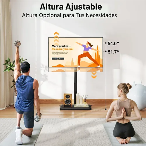 Miniatura 3 de TVON Soporte de piso para TV con soporte para la mayoría de las pantallas planas/curvas de 32 a 60 pulgadas hasta 88 libras, soporte de TV ajustable