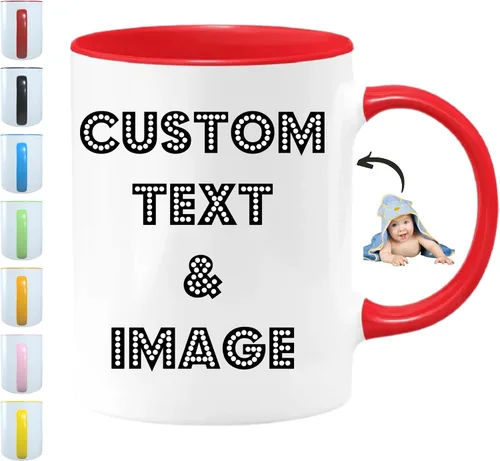 Taza personalizada con imágenes, taza de café personalizada con foto, texto, logotipo, regalos personalizados para hombres y mujeres, taza de té Rojo