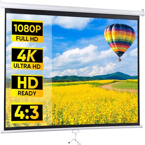 Miniatura 9 de Pantalla de proyector manual HD 4:3 de 72 pulgadas, formato 1.1 con bloqueo automático, antiarrugas, cine en casa, oficina, montaje en pared