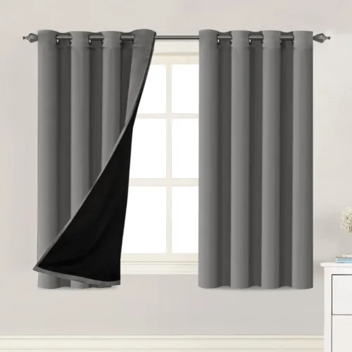 Miniatura 17 de H.VERSAILTEX Paneles de cortina 100% opacas de 45 pulgadas de largo, con aislamiento térmico, cortinas opacas con forro para dormitorio, dos capas