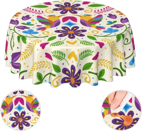Miniatura 18 de Gianlaima Mantel redondo de primavera con diseño de mariposa azul azalea rosa, impermeable, lavable, para el hogar, restaurante, cocina, picnic