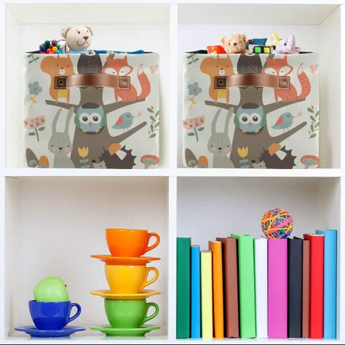 Miniatura 6 de Cesta de almacenamiento en forma de cubo con diseño de búho, conejo, zorro, grande, plegable, caja de almacenamiento para juguetes, organizador