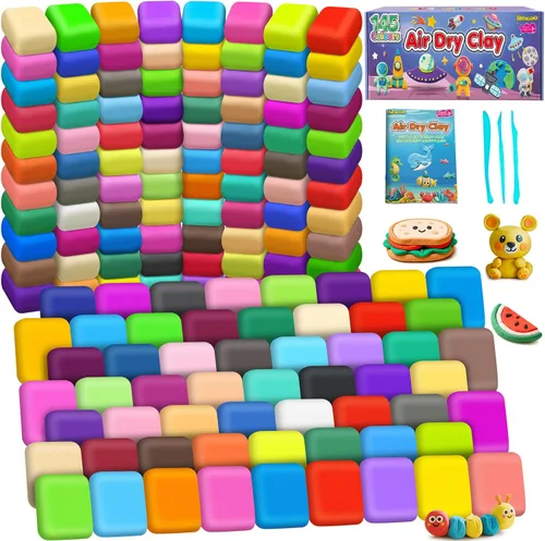 YOPINSAND Arcilla seca al aire 145 colores, arcilla para modelar para niños, juguete mágico de moldeo de bricolaje con herramientas, regalo para 135