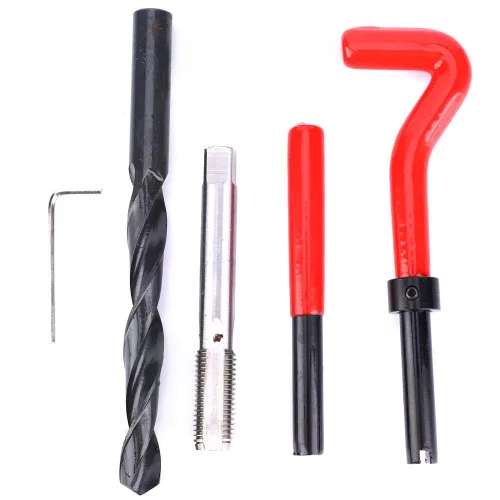Miniatura 5 de Kit de reparación de insertos de rosca, juego profesional de reparación de roscas M12x1.5 de acero inoxidable con llave de taladro en espiral