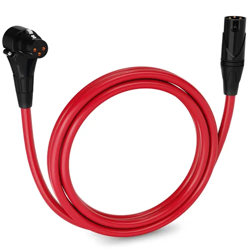 Miniatura 107 de LyxPro Cable de micrófono XLR hembra a macho de ángulo recto de 3 pines de 1.5 pies para altavoces amplificados, interfaz de audio, rendimiento