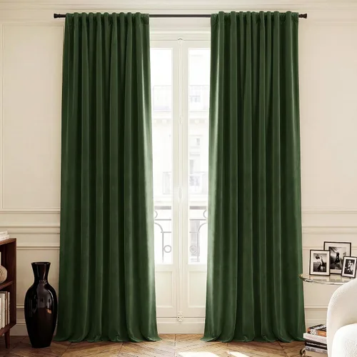 Miniatura 20 de NICETOWN Cortinas de terciopelo negro de 84 pulgadas de largo, 2 paneles, bolsillo para barra y pestaña trasera, cortinas opacas de lujo, cortinas