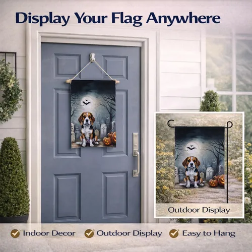 Miniatura 8 de Caroline's Treasures DAC2011GF - Bandera decorativa para jardín de Halloween con diseño de beagle para jardín, jardín, jardín, jardín, multicolor