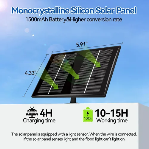 Miniatura 3 de Aialun 184 luces LED solares de inundación para exteriores, sensor de movimiento, luces de inundación solares con cable de 16.4 pies, impermeable