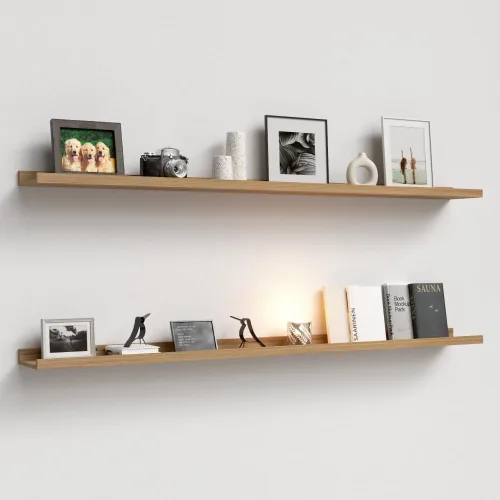Miniatura 13 de Boswillon Juego de 2 estantes flotantes montados en la pared, modernos estantes de pared negros para almacenamiento con labio, estante de repisa