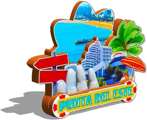 Miniatura 2 de Uruguay Punta Del Este imán para nevera imán de madera 3D hitos de viaje coleccionables recuerdos decoración hecha a mano -581