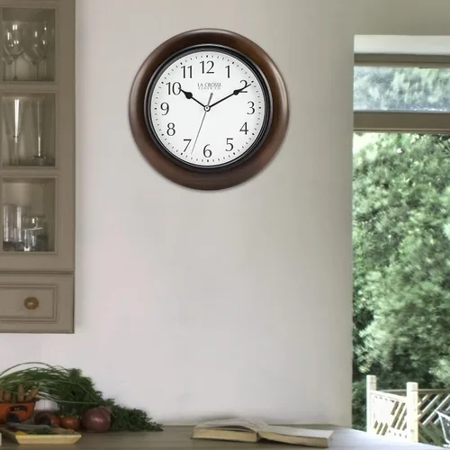 Miniatura 6 de La Crosse Reloj 404-2625 10 in Linwood Reloj de pared de madera de cuarzo