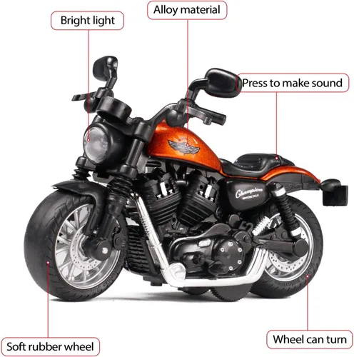 Miniatura 2 de Mini Motocicleta de Juguete - Autos de Juguete de Retroceso con Sonido y Luz, Motocicletas de Juguete para Niños Pequeños, Juguetes de Motocicleta