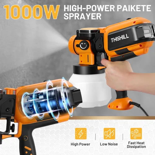Miniatura 7 de This Hill Pistola eléctrica de pintura en aerosol de alta potencia de 1000 W, pulverizador de pintura de contenedor de 50.7 fl oz para pintura