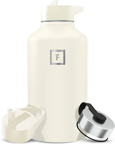 Miniatura 103 de IRON °FLASK Frasco de hidratación para acampar y senderismo con pajilla, botella de agua deportiva de acero inoxidable con aislamiento de boca Dark