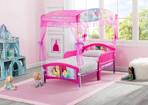 Miniatura 3 de Delta Children Cama Infantil con Dosel, Princesa de Disney y Organizador de Almacenamiento de Juguetes Diseño y Almacenamiento de 6 Compartimientos