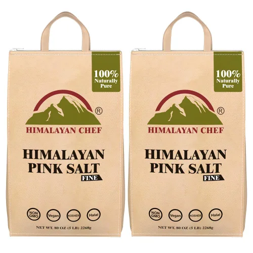 Himalayan Chef Sal Rosa de Grano Fino, 10 libras (2 bolsas de 5 libras) - Pura, Natural, Kosher, Sin OGM, Rica en Minerales, para Cocinar,