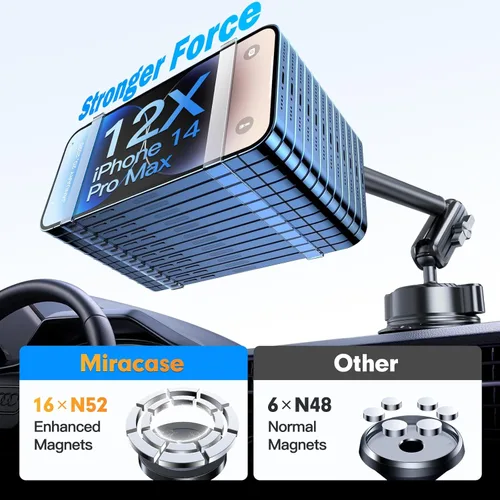 Miniatura 3 de isuke Soporte para automóvil MagSafe, [80+LBS de succión más fuerte y ultra duradero] [16 imanes más fuertes] Soporte magnético de aleación