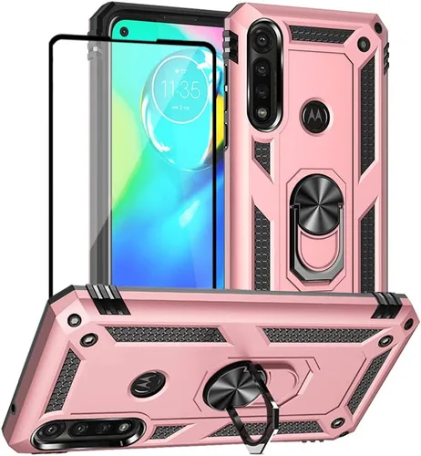 Miniatura 9 de Yiakeng Funda para Moto G Power 2020, Motorola G Power 2020 con protector de pantalla, fundas protectoras de grado militar con anillo para Moto G