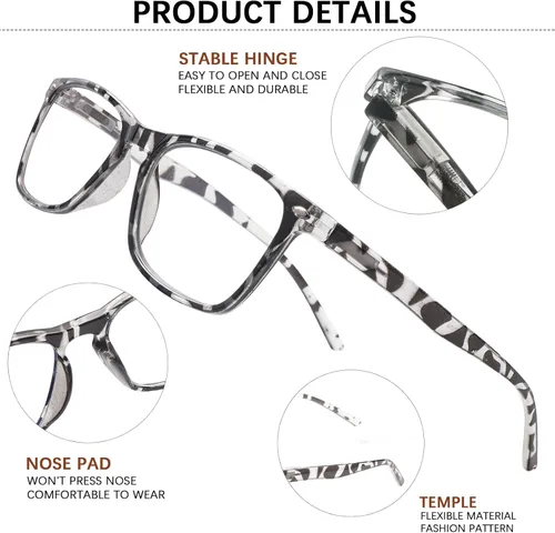 Miniatura 5 de Paquete de 3 Gafas de Lectura Progresivas Multifoco para Hombres y Mujeres con Bloqueo de Luz Azul, Bisagras de Resorte, Lectores de Computadora
