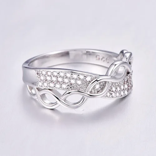 Miniatura 21 de Narica Anillo de 21 piedras chapadas en plata, apilables, corte redondo, zafiro azul, circonita cúbica, relleno de circonita cúbica, halo