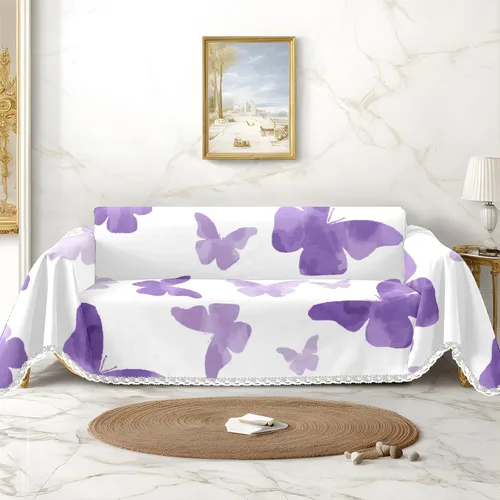 Miniatura 13 de Funda de sofá con estampado de flores y mariposas, fundas para sofá, fundas para sillón, funda resistente a las manchas, protector universal