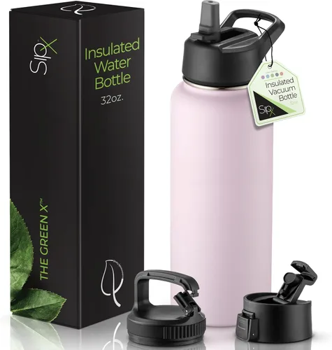 Miniatura 27 de SIPX™ Botella de Agua Aislada de 18 oz con 3 Tapas – Acero Inoxidable a Prueba de Fugas, Triple Aislamiento – Frío 24 Horas/Caliente 12 Horas