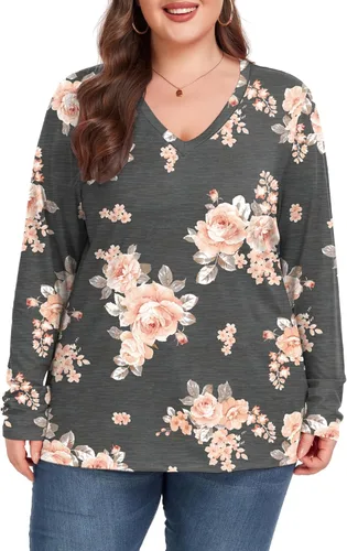 Miniatura 2 de Camiseta básica de manga larga para mujer, cuello en V, ajuste holgado