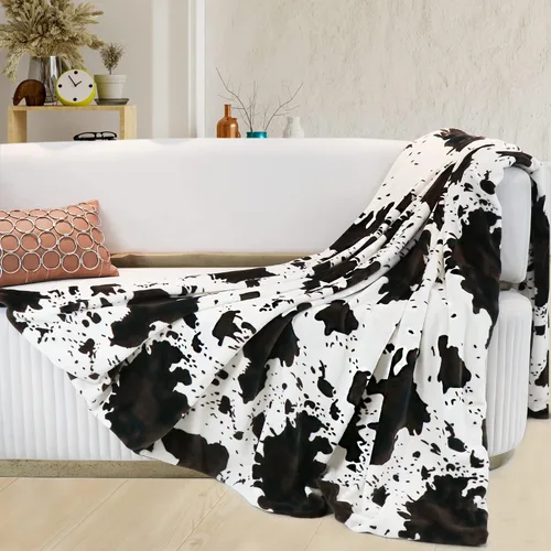 Miniatura 6 de Mantas de tamaño individual para cama, manta grande con estampado de vaca suave, manta de forro polar individual para sofá y viajes, decoración