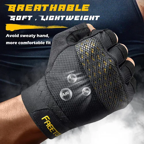 Miniatura 6 de FREETOO - Guantes de entrenamiento para hombres, guantes para levantamiento de pesas con protección completa de la palma, ultra ventilados