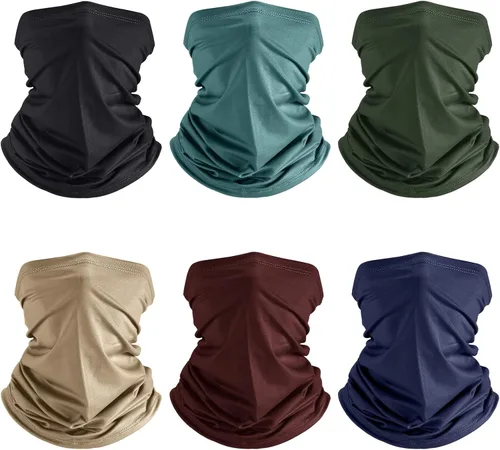 Geyoga 6 piezas de protección UV para el verano, polaina de cuello refrescante, ropa para la cara, polaina para cuello, bufanda, protector solar,