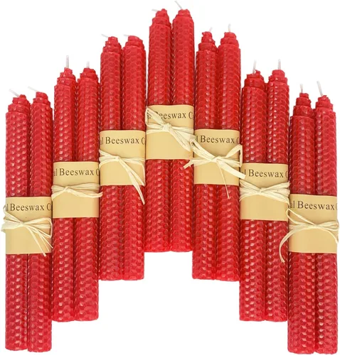 Miniatura 9 de Lacaser Velas cónicas de cera de abeja natural a granel, candelabros de colores en colores del arcoíris, sin humo y sin perfume, velas de 9 pulgadas