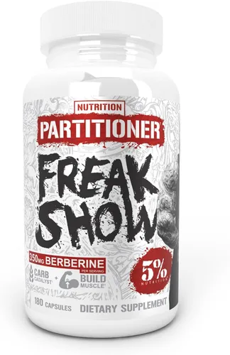5% Nutrition Rich Piana Freak Show | Constructor de músculo | Berberina, Gymnema Sylvestre, polvo de banaba | 180 cápsulas (30 días)